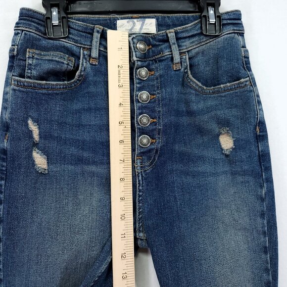 We the Free People Distress Jeans Women’s 27 Skinny Button Fly Cropped - Picture 4 of 13